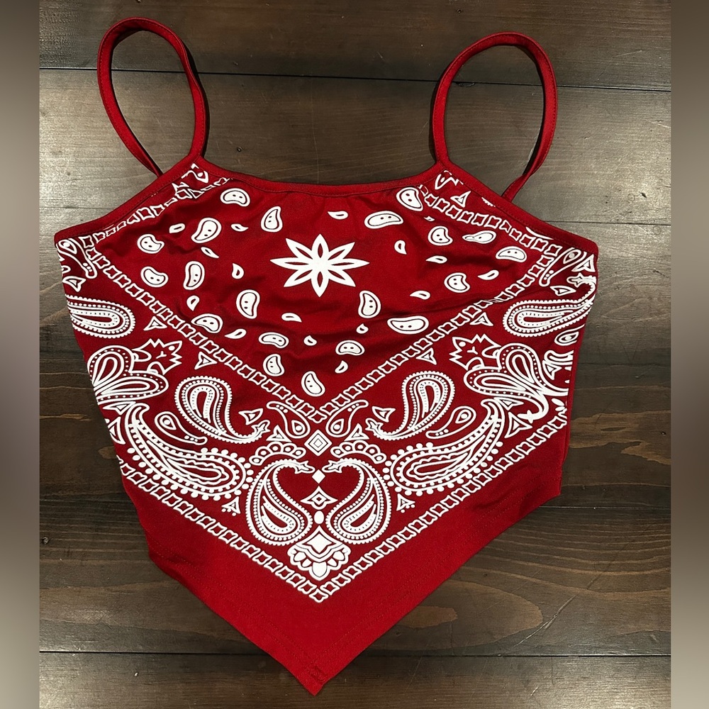 Red Bandana Print Women's Top